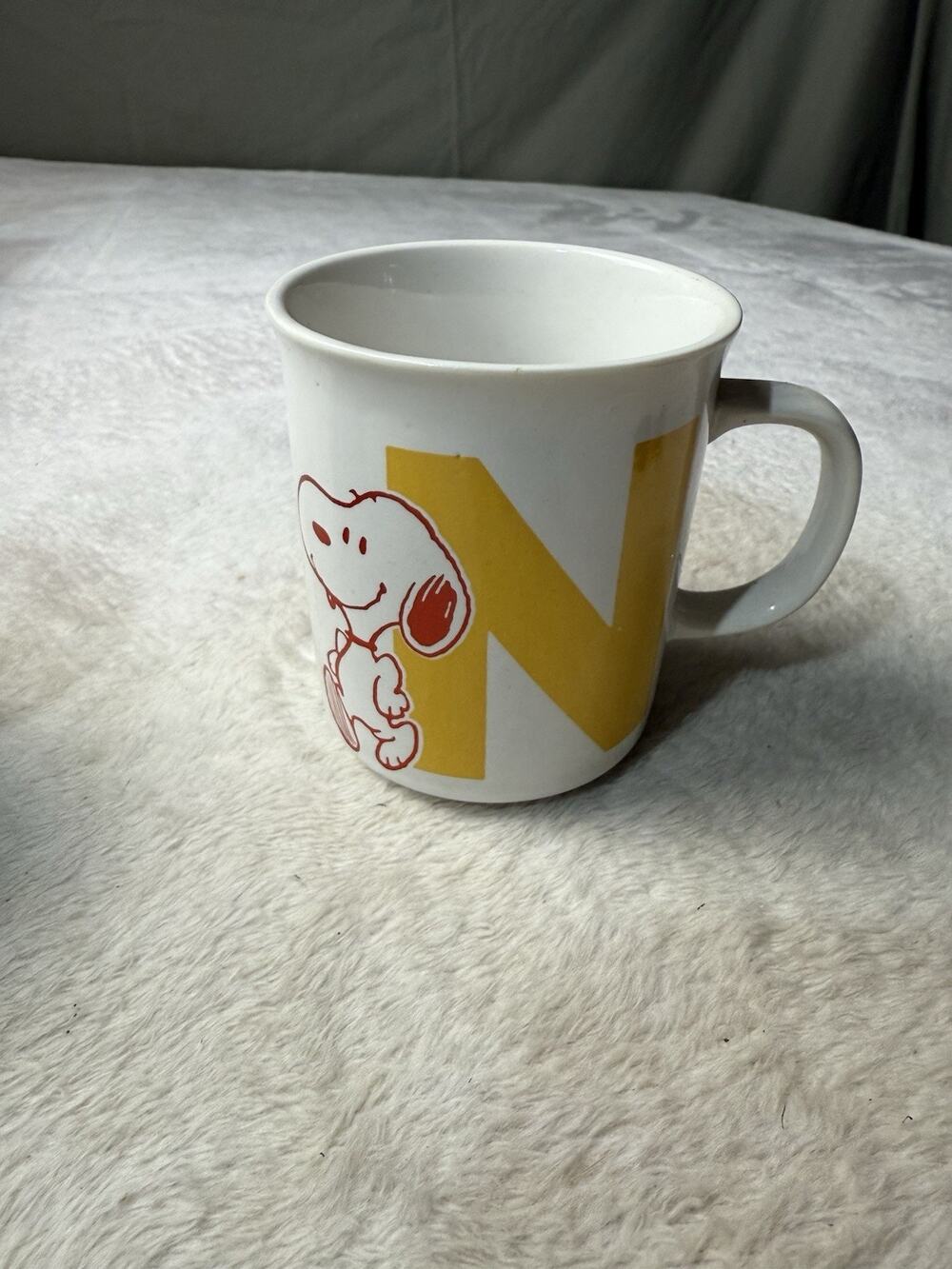 Vintage Snoopy Ceramic Mug United Feature Syndicate 1958 Letter N Initial Japan